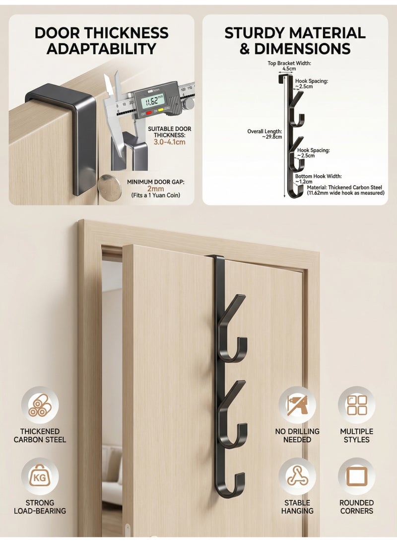MS MIN Over Door Vertical Hook Hanger, Space-Saving 5-Hook Organizer for Coats, Bags & Towels, Black - Image 5